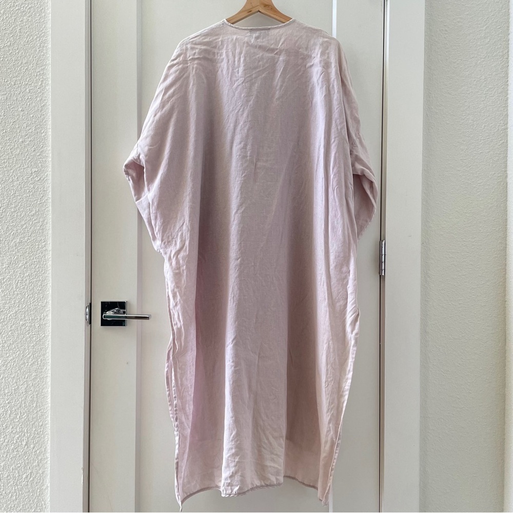 Eskandar Oversized Linen Dusty Pink Hidden Buttons Tunic Dress Size 0 - Picture 2 of 12